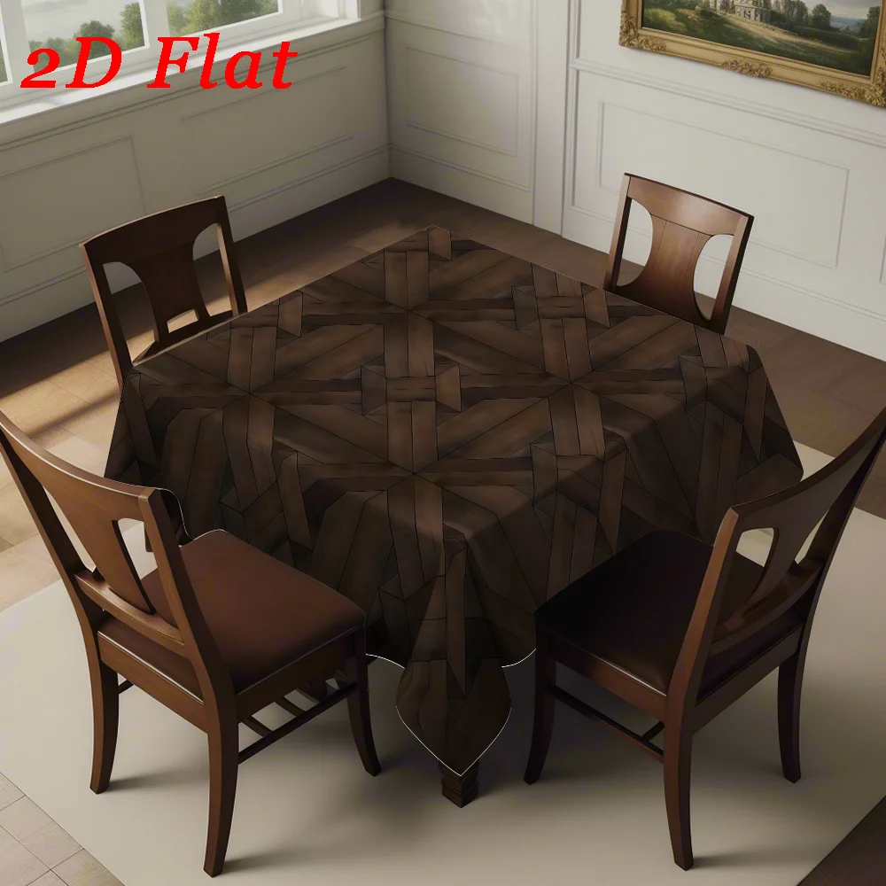 JIT 【1pc】 Laminate Wood Plank 2D Printed Tablecloth, suitable for autumn home decorationzyc