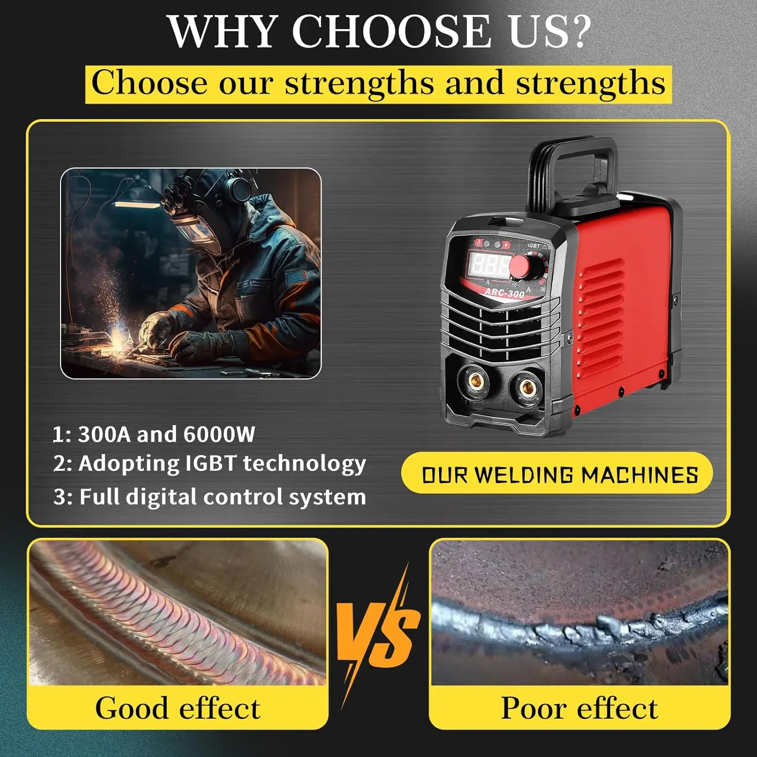 4000W MMA Welding Machin 220V Arc 300A Transformer Welding Machine All Copper Transformer Dual Voltage Transformer DC Inverter