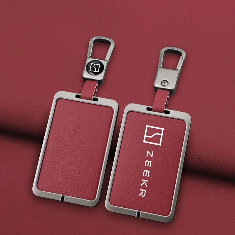

Anti-Scratch Zinc Alloy Leather Car Key Full Case for ZEEKR 001 009 - Smart Card Keyless Protection + Keychain
