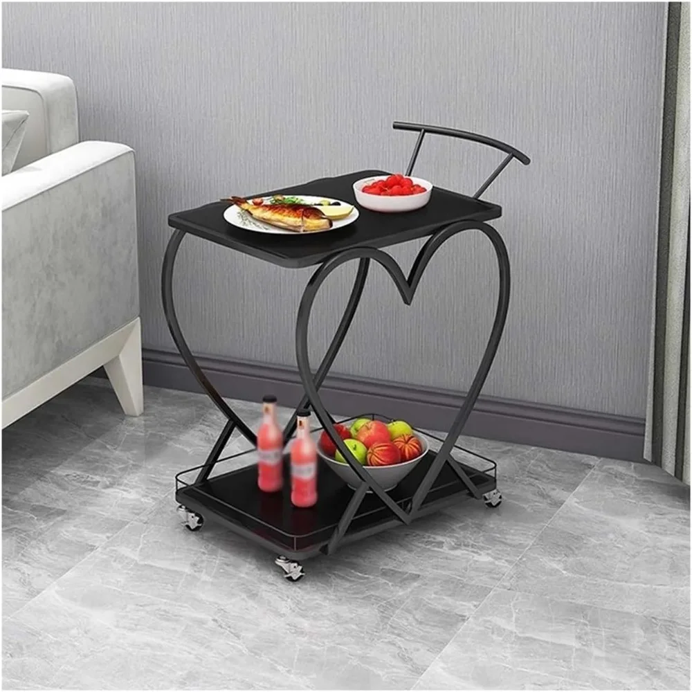 

Kitchen Island Trolley Modern Fashion Bar Cart, 2 Tier Mobile Mini Bar, Kitchen Serving Cart and Coffee Station for Kitchen Dini