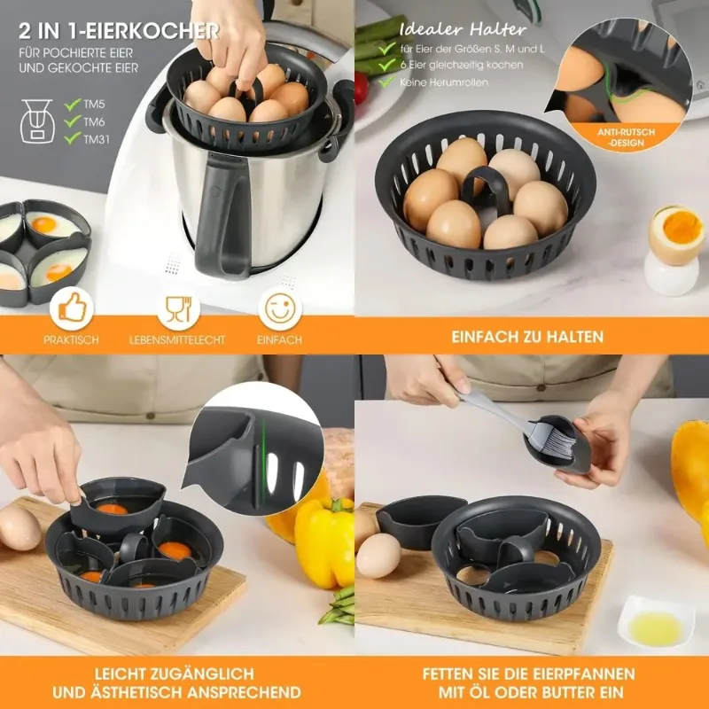 

For Thermomix TM6 TM31 Eggs Rack Pots Tray Eggs Poachers Kitchen Gadgets