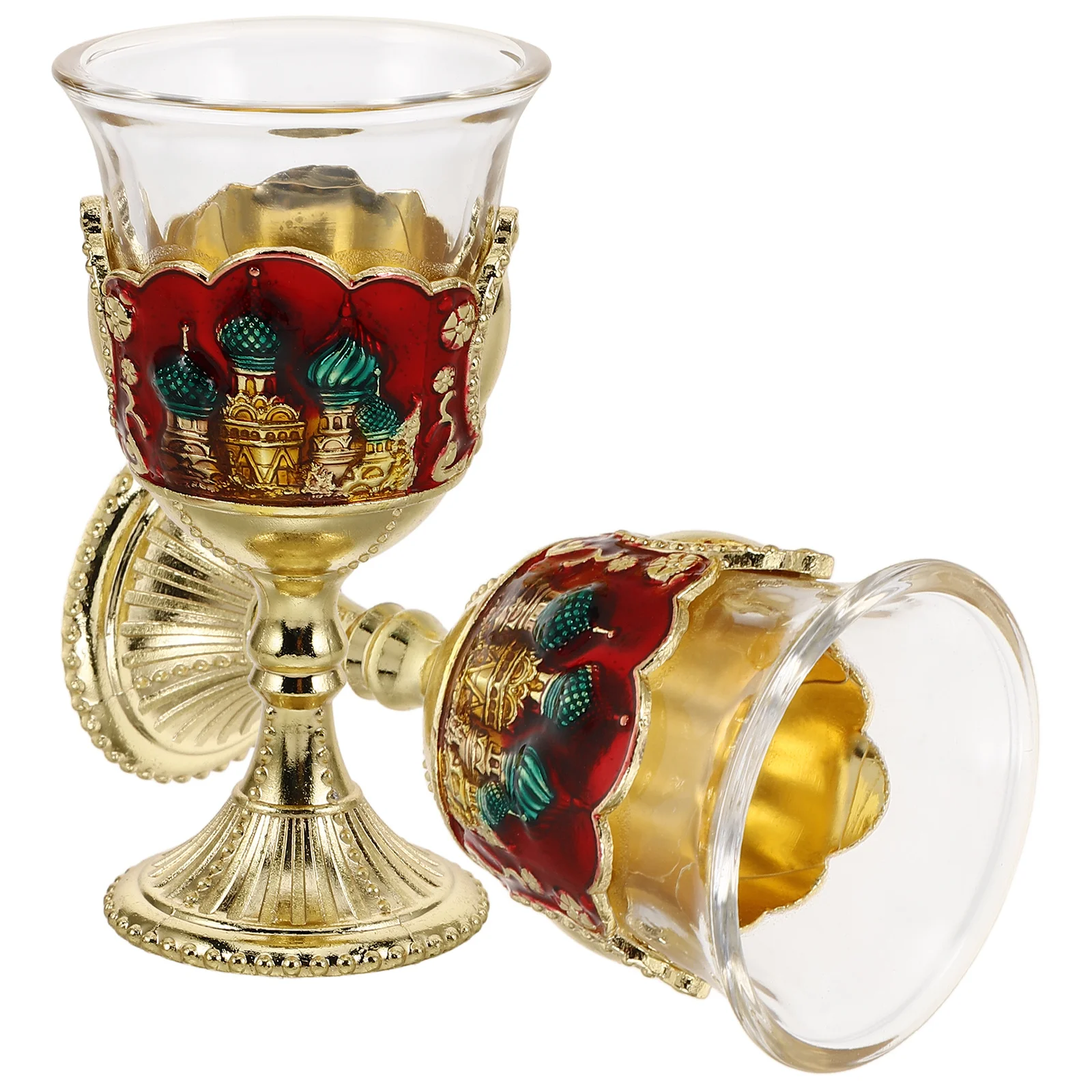 

2Pcs Vintage Style Small Liquor Cups High Stem Elegant Goblet for Wedding Toasts Household Decorative Reusable Mini Drinking Cup
