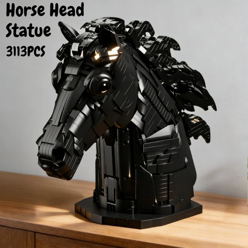 

Набор строительных блоков «Голова лошади» 3165 деталей, игрушки-конструкторы, праздничные декоративные украшения, кирпичики для детей и взрослых, рождественские подарки