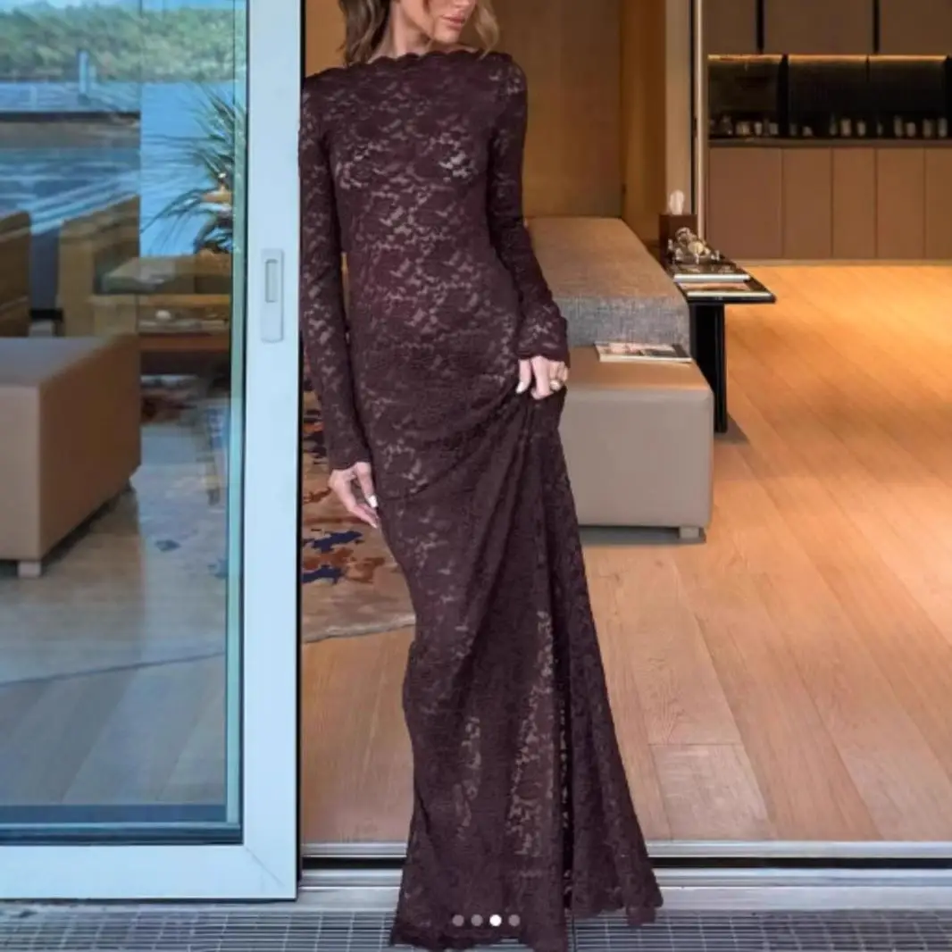 Ele Cross-Border Sle Lace Fi-Tail Evening Dr Damen Langer Wickelrock Casual Chic Independent Station