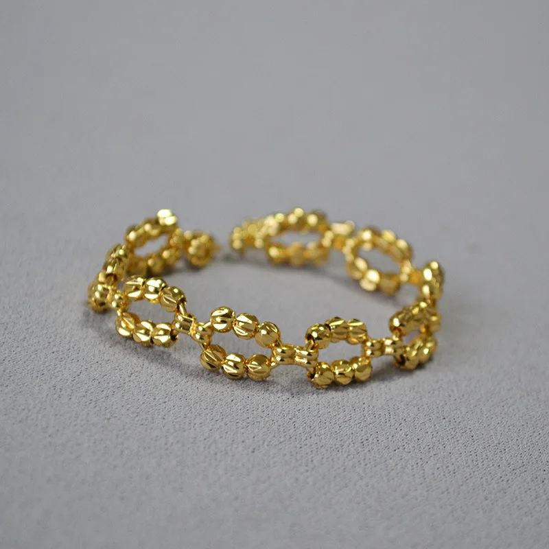 

Brass With 18K Statement Chunky Cutout Linked Bangles Women Jewelry Designer T Show Runway Gown Rare INS Japan Korean Trendy