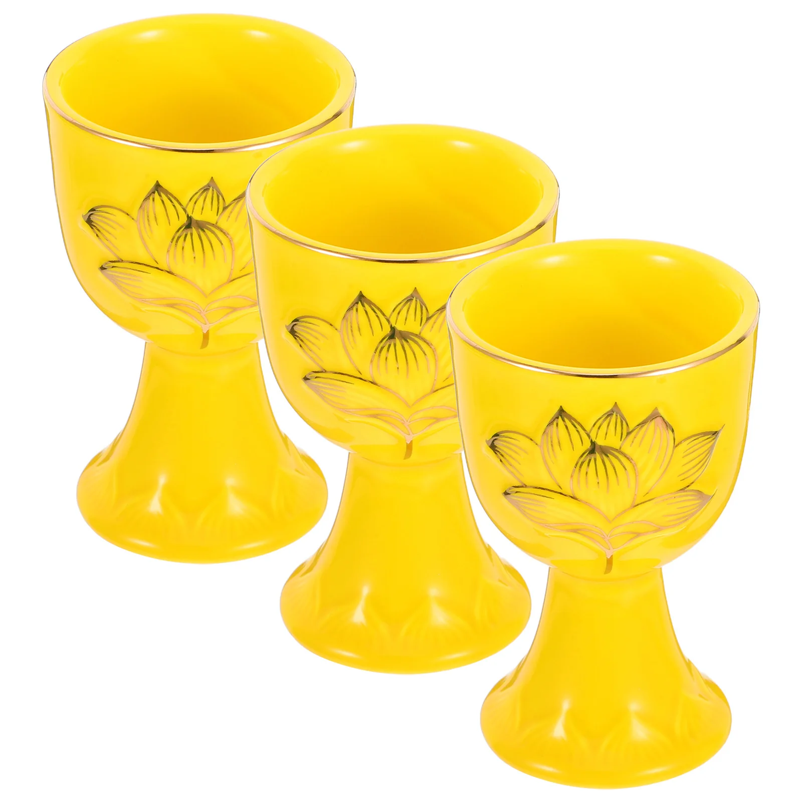 

3Pcs High Temperature Forged Ceramic Water Offering Cups Lotus Design for Buddha Worship Home Temple Temple Cup