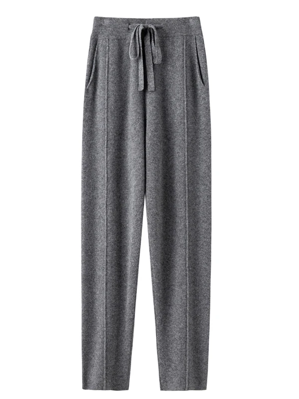 Thiened الصوفية محبوك سراويل تقليدية المرأة الخريف الشتاء الدافئة الترفيه السراويل سليم صالح كاميرا السراويل تصميم منخفضة الخصر #1