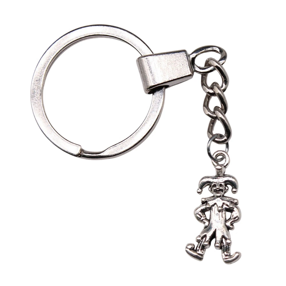 1pcs Clown Funny People Harlequin Key Chain Diy Accessories Vintage Jewelry Gift Ring Size 30mm