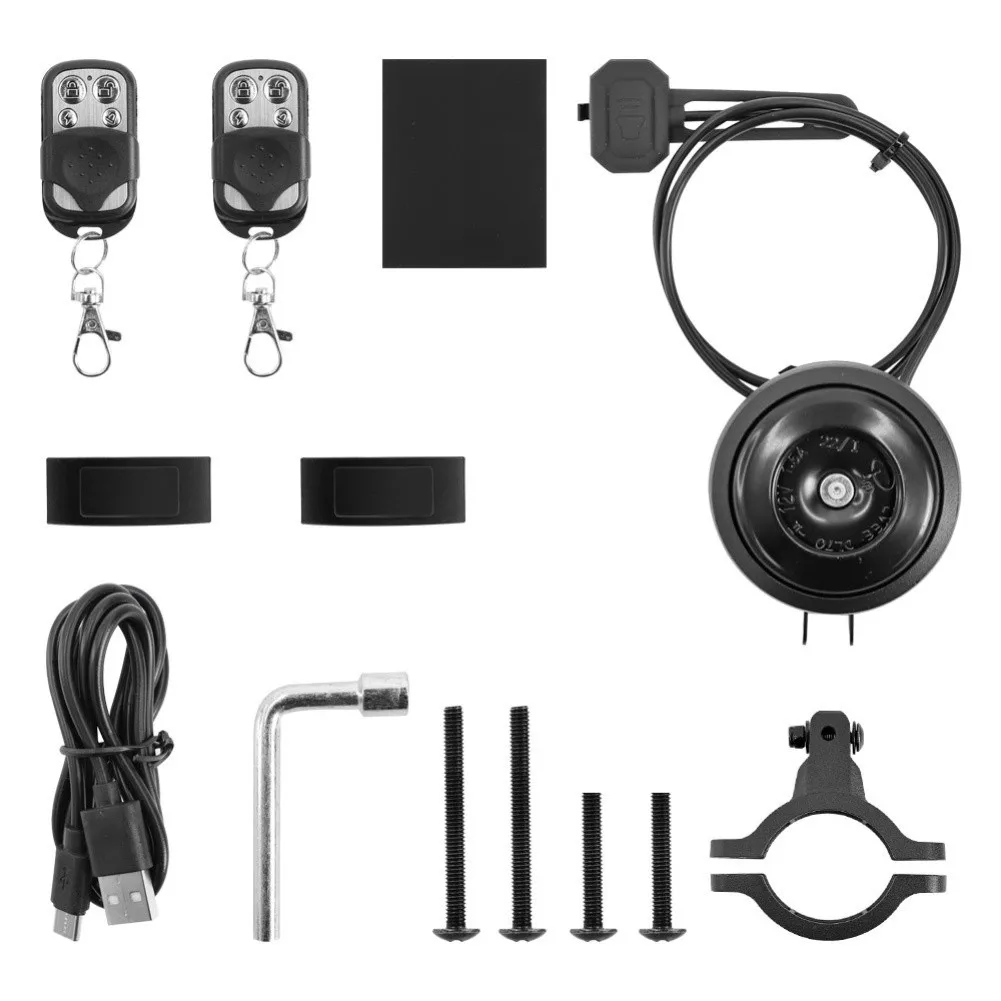 

USB Rechargeable Electric ScooterHorn For Bike With 125dB Loud Sound Anti Theft Alarm Remote Control And Multiple Functions