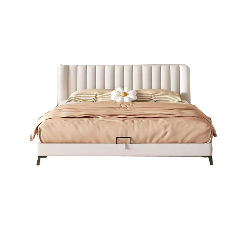 

Light luxury modern master bedroom 1.8 meters leather double girl princess soft bag bed simple