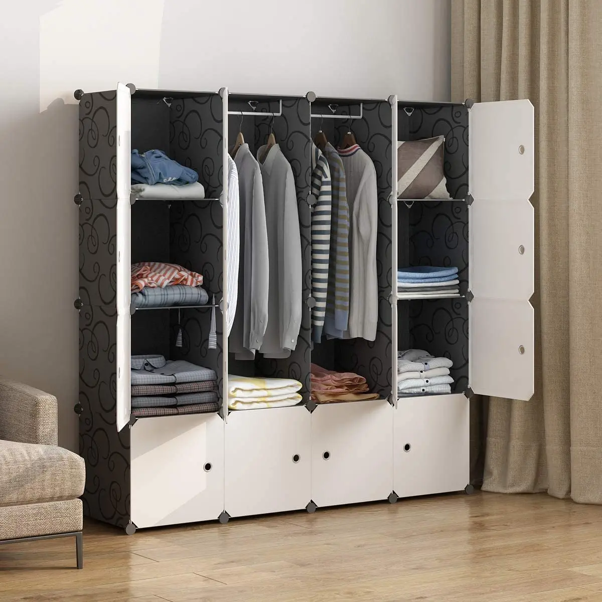 Foldable Armoire of Environmentally Materials Easy to Install for Home Use Waterproof and Dustproof Multiple Sizes Available