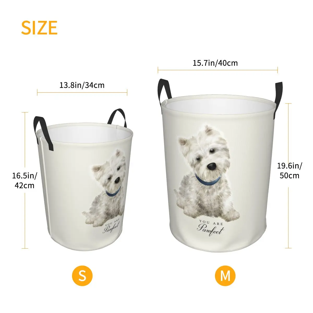 Custom West Highland White Terrier Dog Laundry Basket Collapsible Large Clothing Storage Bin Westie Baby Hamper