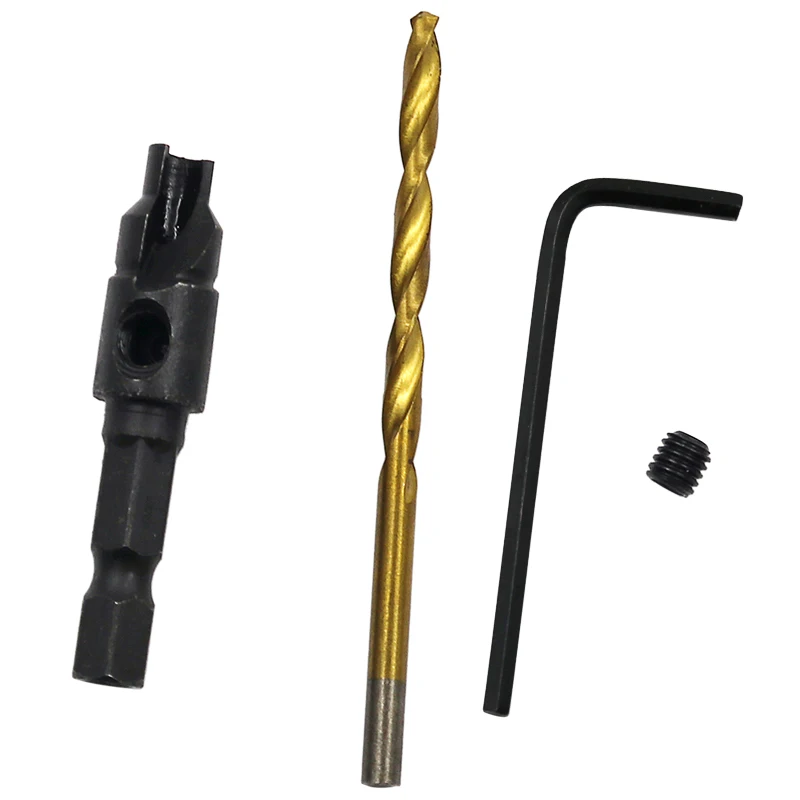 5개입 카운터싱크 드릴 목공 드릴 비트 세트 나사 크기용 파일럿 홀 드릴링 # 5 # 6 # 8 # 10 # 12