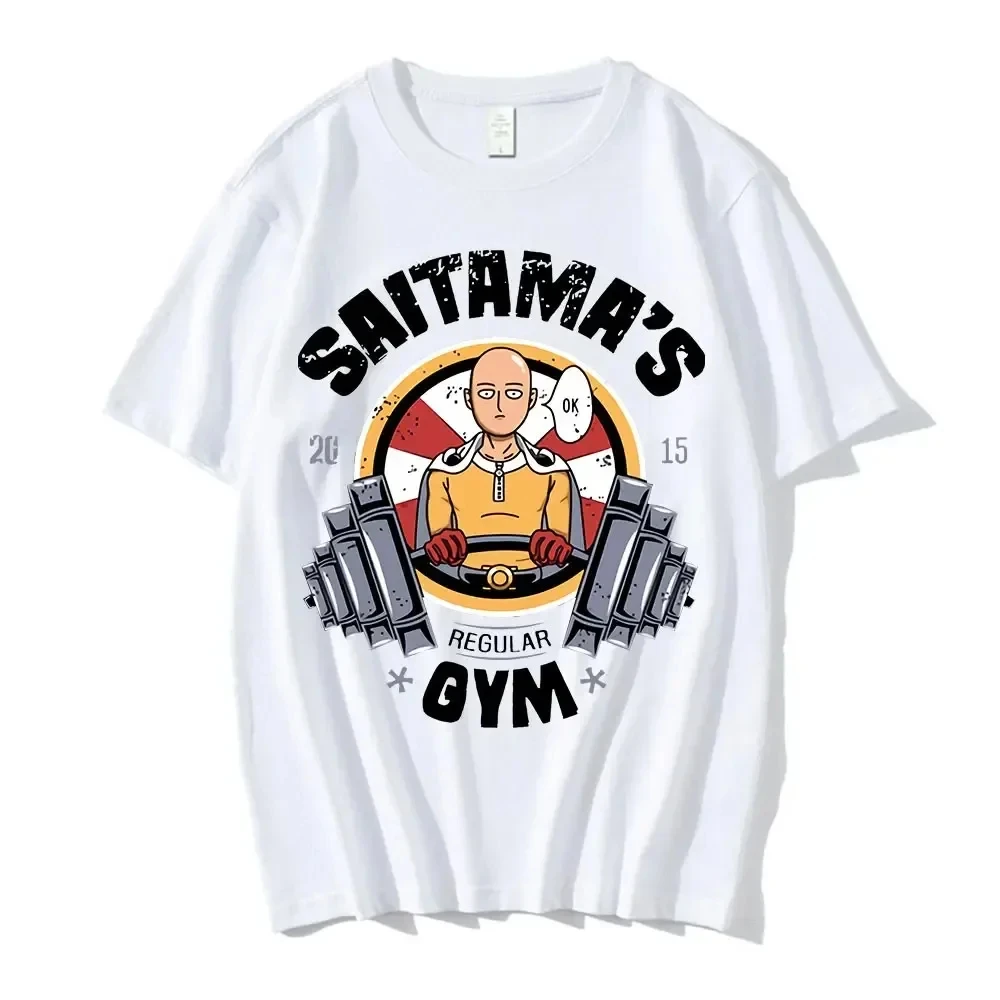 2024 Fun Japanese Anime One Punch Man Fitness Men's Fashion Cool Street Pure Cotton Casual Short sleeved T-shirt