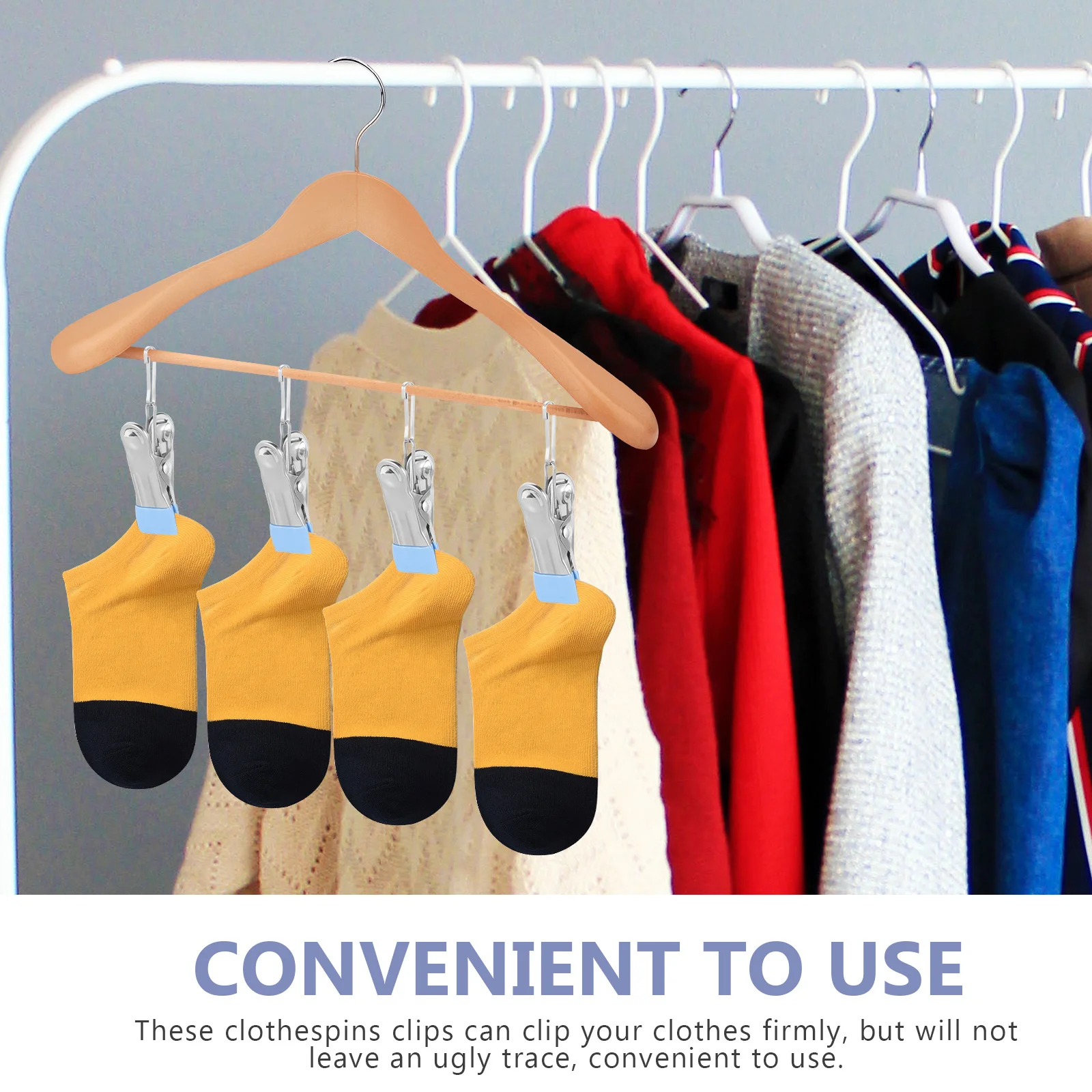 

20Pcs Stainless Steel Windproof Clothes Clips Heavy Duty Laundry Pegs for Pants Shirts Underwear Mat Drying on Clothesline