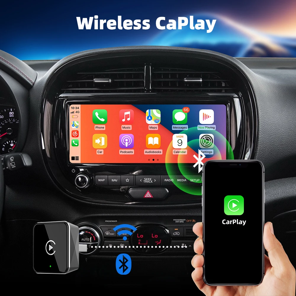 EKIY 2in1 Car Intelligent Systems AI Smart Box Wireless Android Auto Adapter Wireless CarPlay Dongle For Car With Wired CarPlay