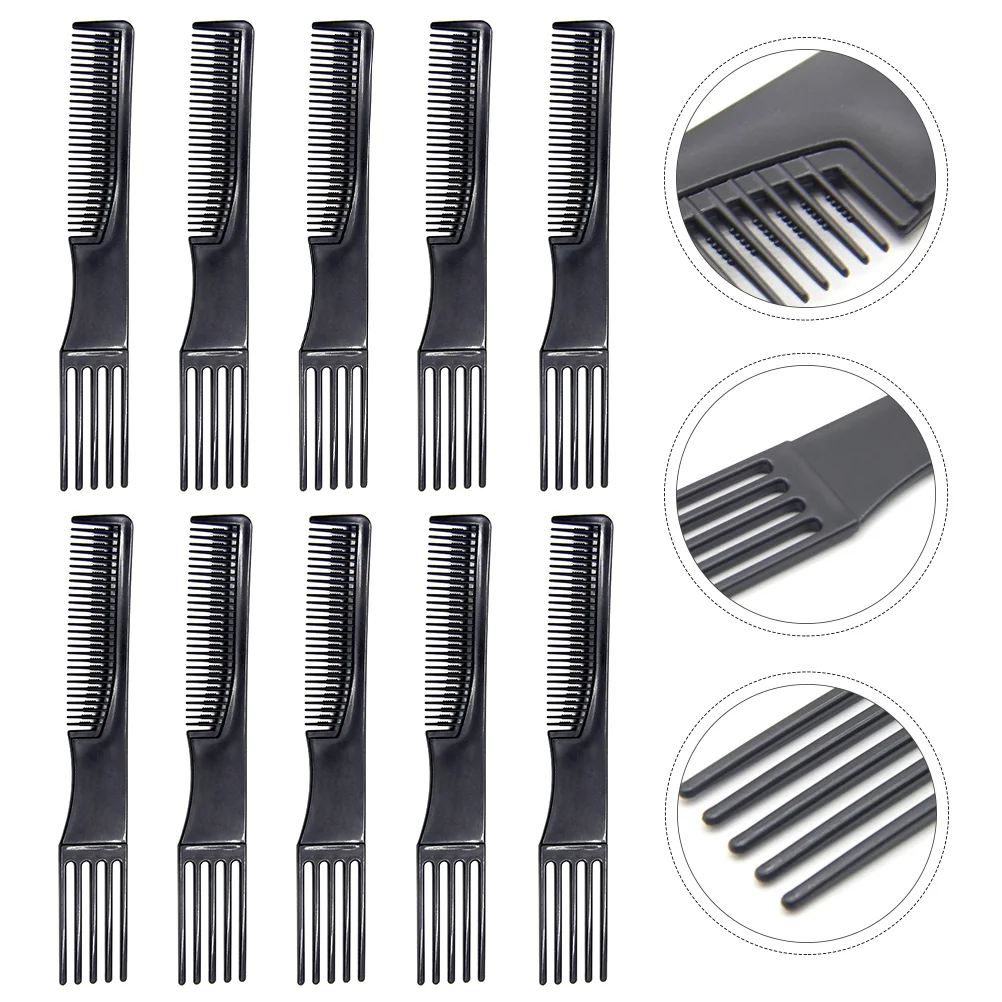 

10 Pcs Combs for -Fork Hairdressing Pick Lift Long Tooth Massage Styling Accessories Black Tool Man