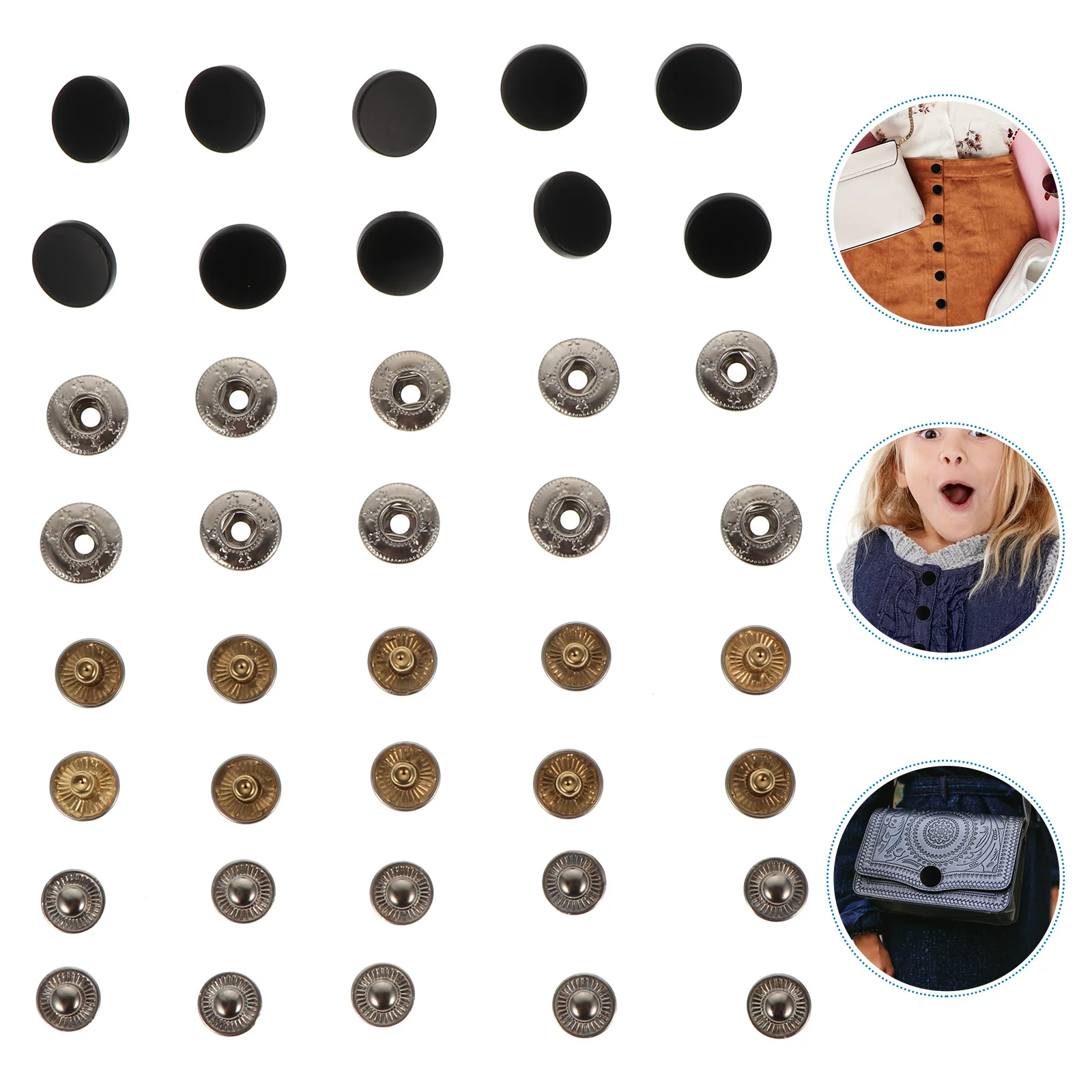 

10Sets Four Snap Button Decor Simple Design Buttons for Clothing Bags DIY Button Craft Accessories Clothes Buttons Replacement