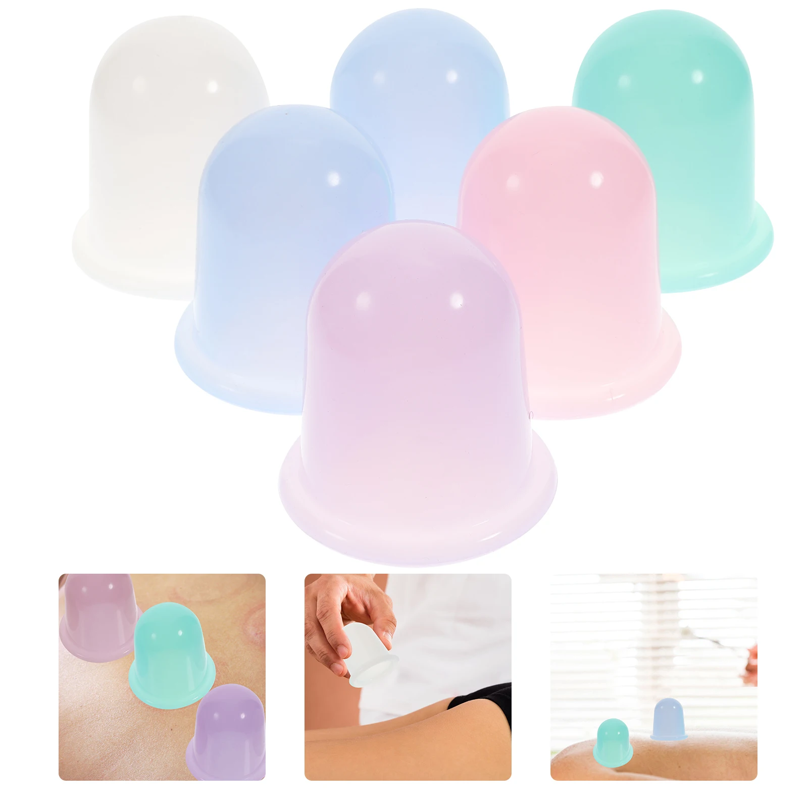 

6pcs Silicone Vacuum Cupping Cups Durable Suction For Body Massage Therapy Home Use Cupping Tool Beauty Body Care Device