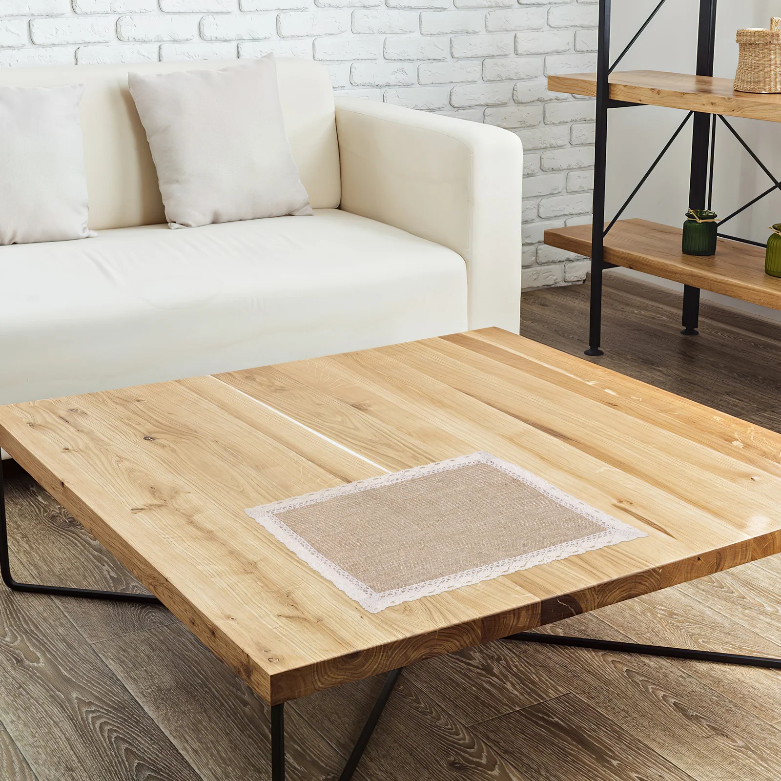 

4Pcs Natural Jute Placemats Heat Resistant Linen Table Mats 45x30cm Rustic Tassel Edges Dining Mat for Thanksgiving Christmas