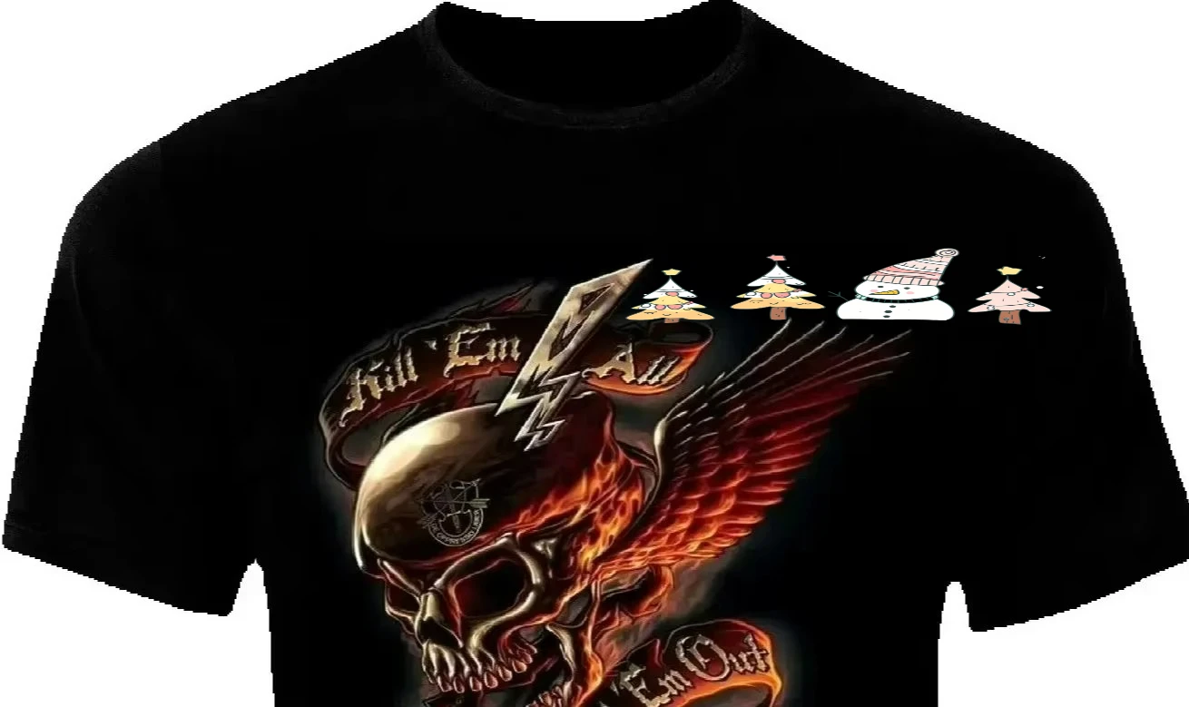 Kill Em All. US Army Special Forces Green Beret Flame Skull T-Shirt 100% Cotton O-Neck Summer Short Sleeve Casual Mens T-shirt