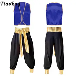 Mens Arab Prince Costume Adult Persian Arabian Arab Fancy Dress Up Vest Tops And Harem Pant Carnival Party Cosplay Outfits