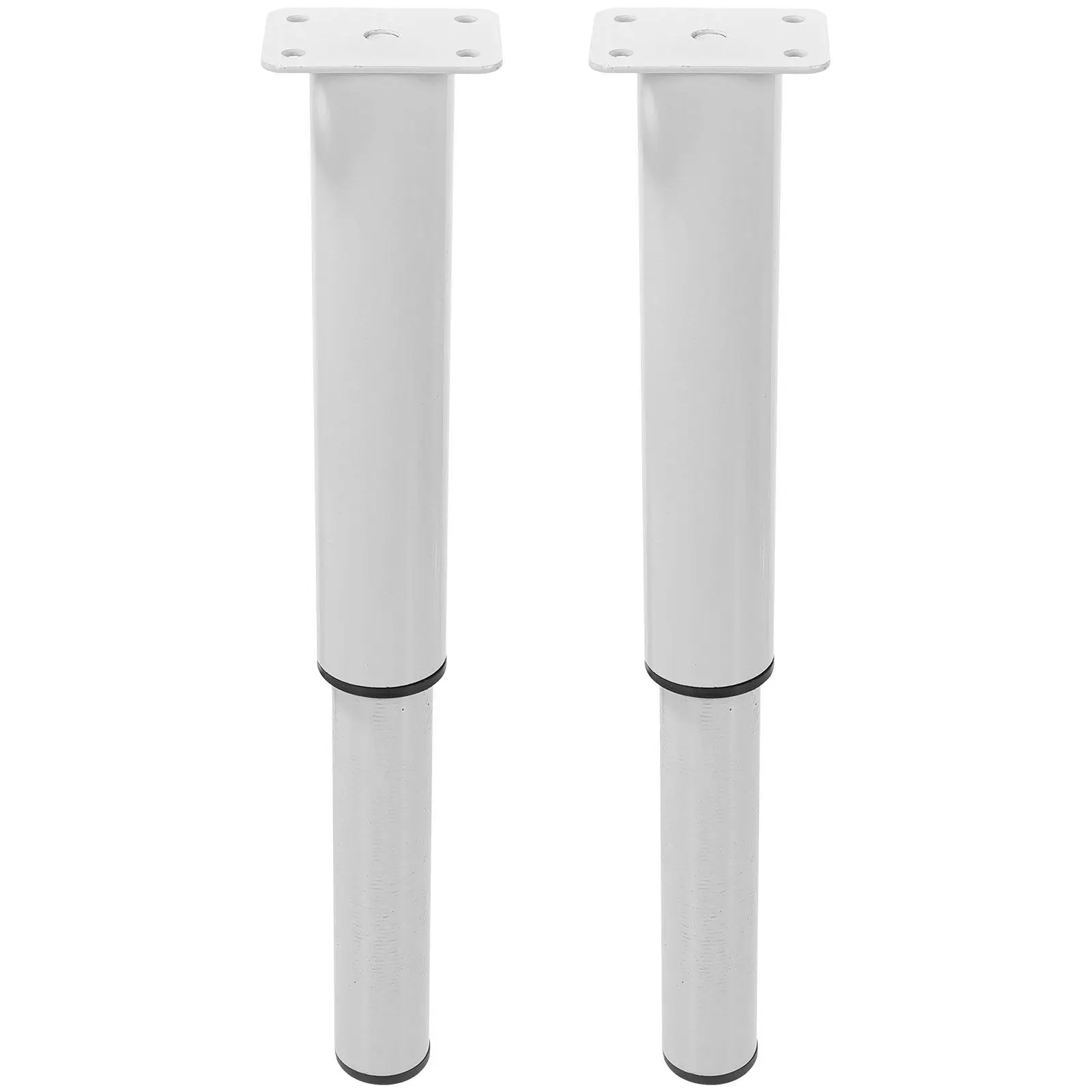 2個入り-頑丈な調節可能な家具脚-ホワイトメタルテーブル脚-耐摩耗性ゴム足付き-ベッド、デスク、棚、ドレッサー用