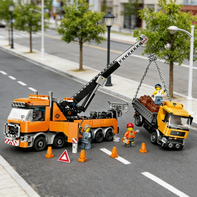

60467 Набор строительных блоков City Series Heavy Tower Crane Truck, подарок на Рождество и Хэллоуин, подарок на день рождения для мальчика