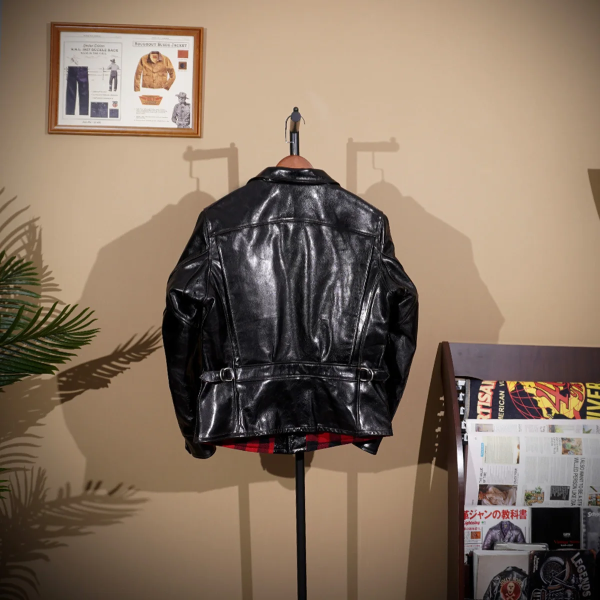 Classic Replica Fre * While * Lers Four Cornered Japanese Tea Core Horse Leather Jacket, American Retro Motorcycle Jacket, Khaki