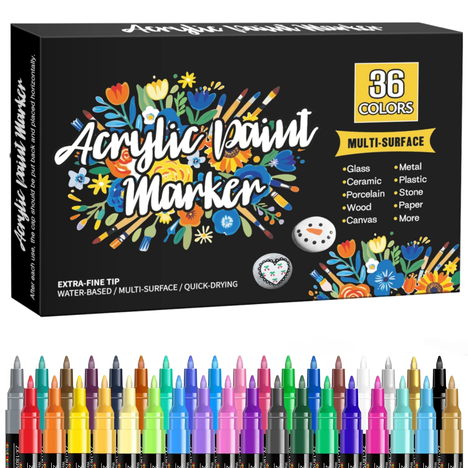 36/72/120/188 Kleuren Acrylverfpennen Markers, 0.7mm Extra Fijne Punt Acrylverfmarkers voor Steenverf, Keramiek, Hout