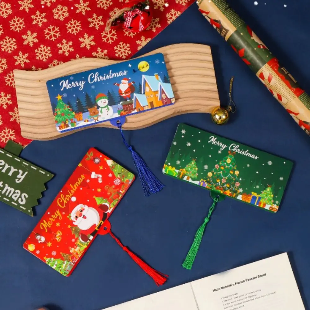 

10Card Positions Christmas Money Pocket Bag Santa Claus Snowman Tree Folding Card Envelope Elk Lucky New Year Blessing Bag