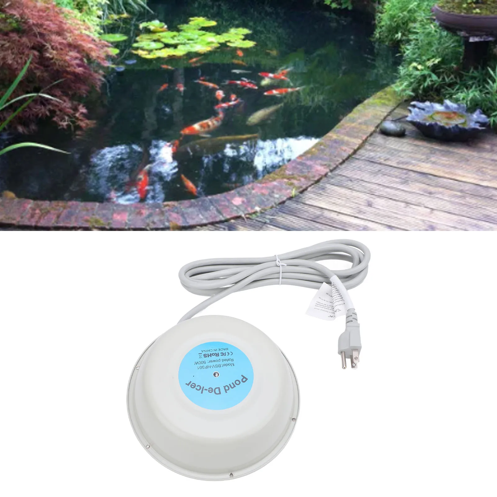 

Плавающий нагреватель с 3-метровым кабелем, 500 Вт, безопасный, эффективный, против укуса пруда De Icer для рыбного пруда, плавающий нагреватель для пруда