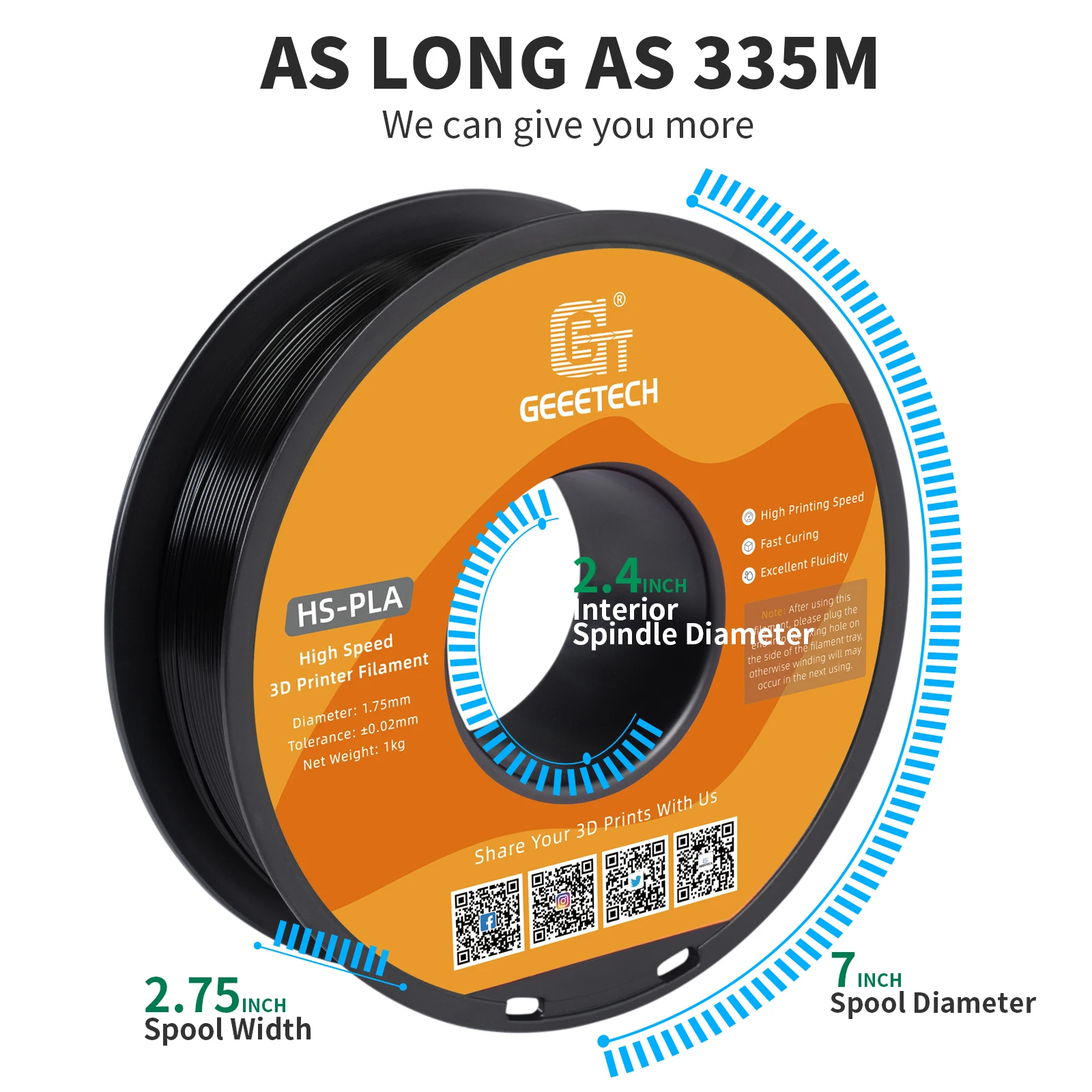 Filament do drukarek 3D GEEETECH High Speed PLA 1kg 1.75mm, lepsza płynność, szybsze utwardzanie i prędkość druku, wyższa jakość druku. — zdjęcie produktu 5