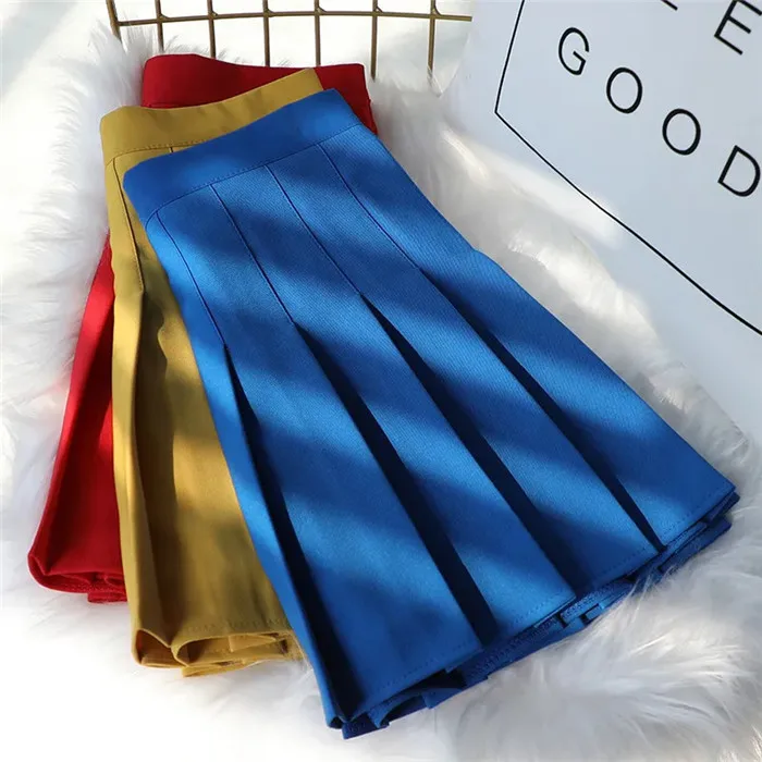 Women Skirt 2026 Summer Spring Autumn Short High Waist Fashion Purple Pleated Miniskirt A-Word College Cute Skirts Female