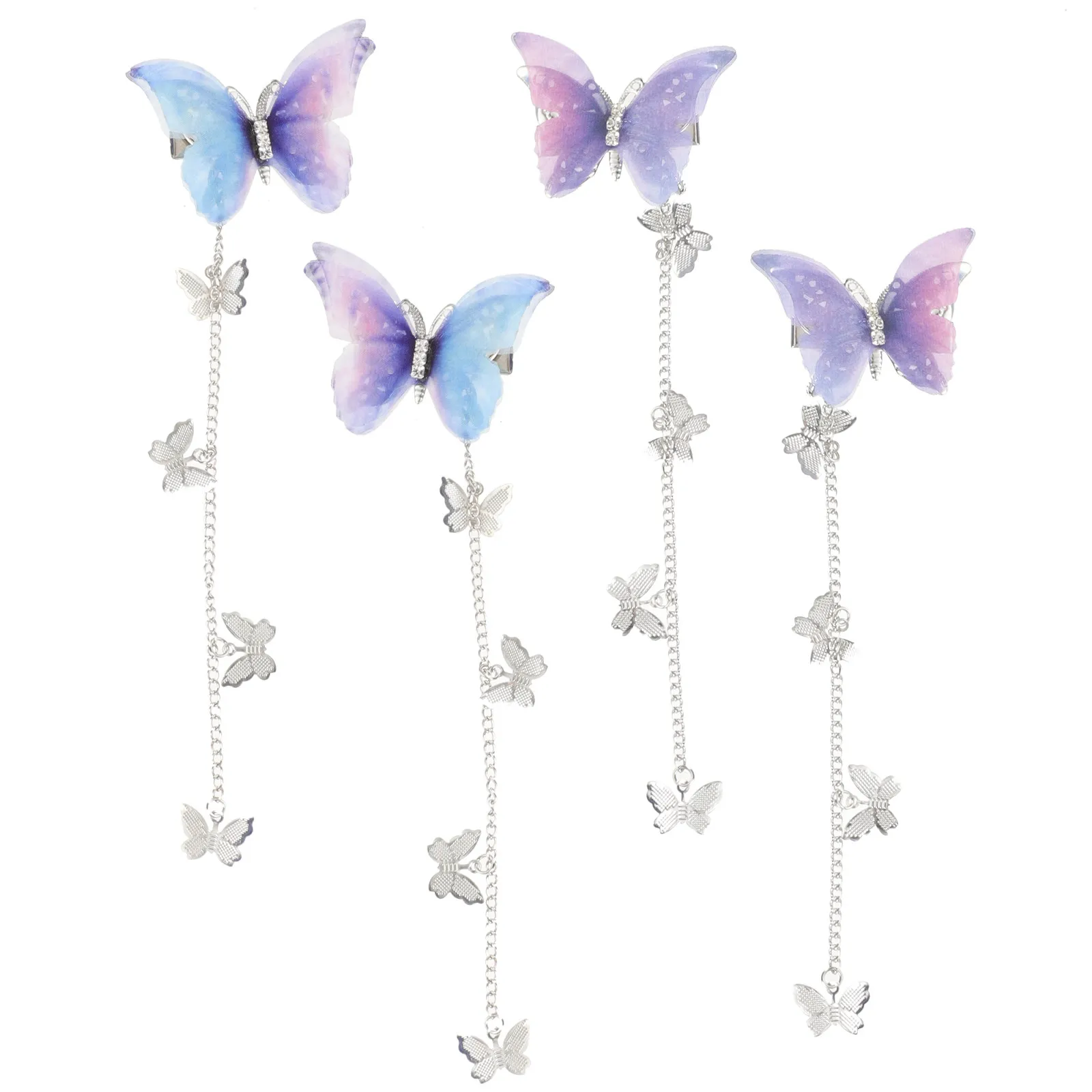 

4Pcs Butterfly Hair Clips Long Tassel Metal Pins for Girls Women Wedding Birthday Hair Accessories Butterfly Clips for Girls