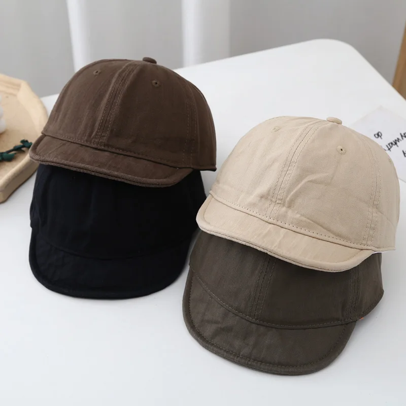 American Retro Short-Brimmed Peaked Cap Amekaji Soft Brim Baseball Cap Washed Old Soft Top Workwear Hat Fashion