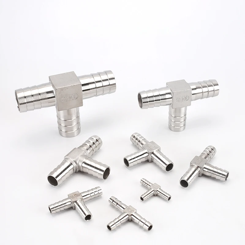 8 مللي متر 10 مللي متر 12 مللي متر 13 مللي متر 15 مللي متر 16 مللي متر 20 مللي متر 25 مللي متر 32 مللي متر 304 الفولاذ المقاوم للصدأ ثلاث طريقة وصلة أنابيب موصل T نوع خرطوم الذيل اذع موصلات #4