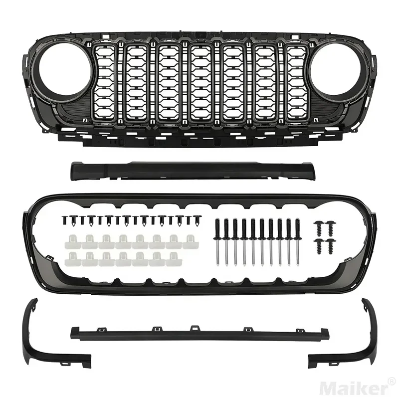 

JL 2024 New Grille For Jeep Wrangler JL GLADIATOR Pickup car grille accessories Offroad parts With/Without Camera