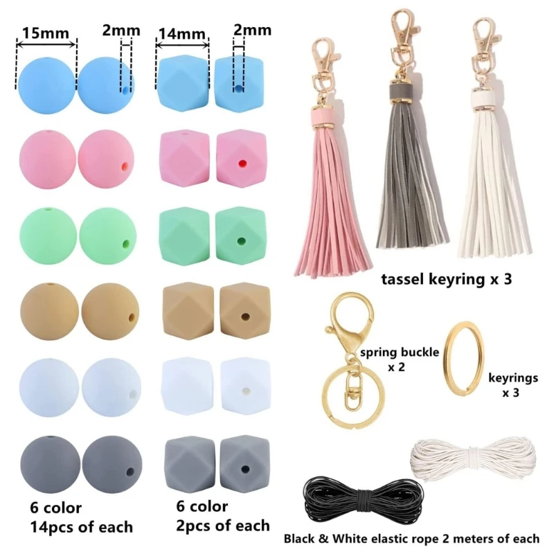 96 pièces/paquet perles en Silicone avec accessoires pour collier, Bracelet, bijoux à faire soi-même