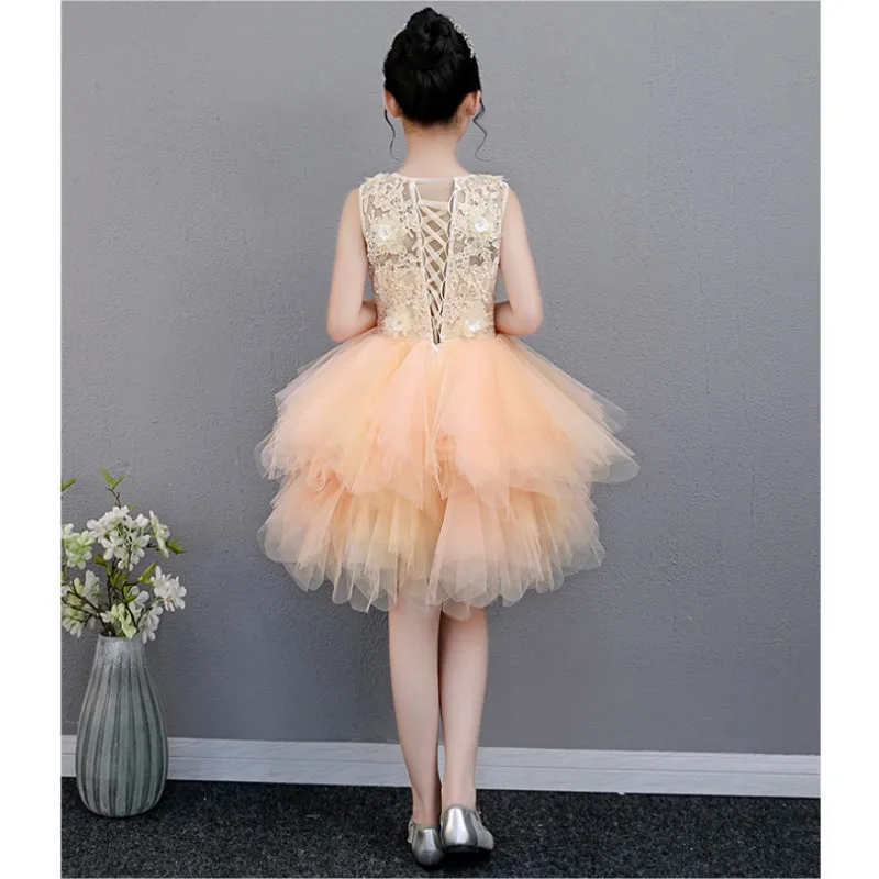 Glizt Long Trailing Appliques Lace First Communion Dress Party Ball Gown Girls Pageant Gown Flower Girl Dresses for Weddings