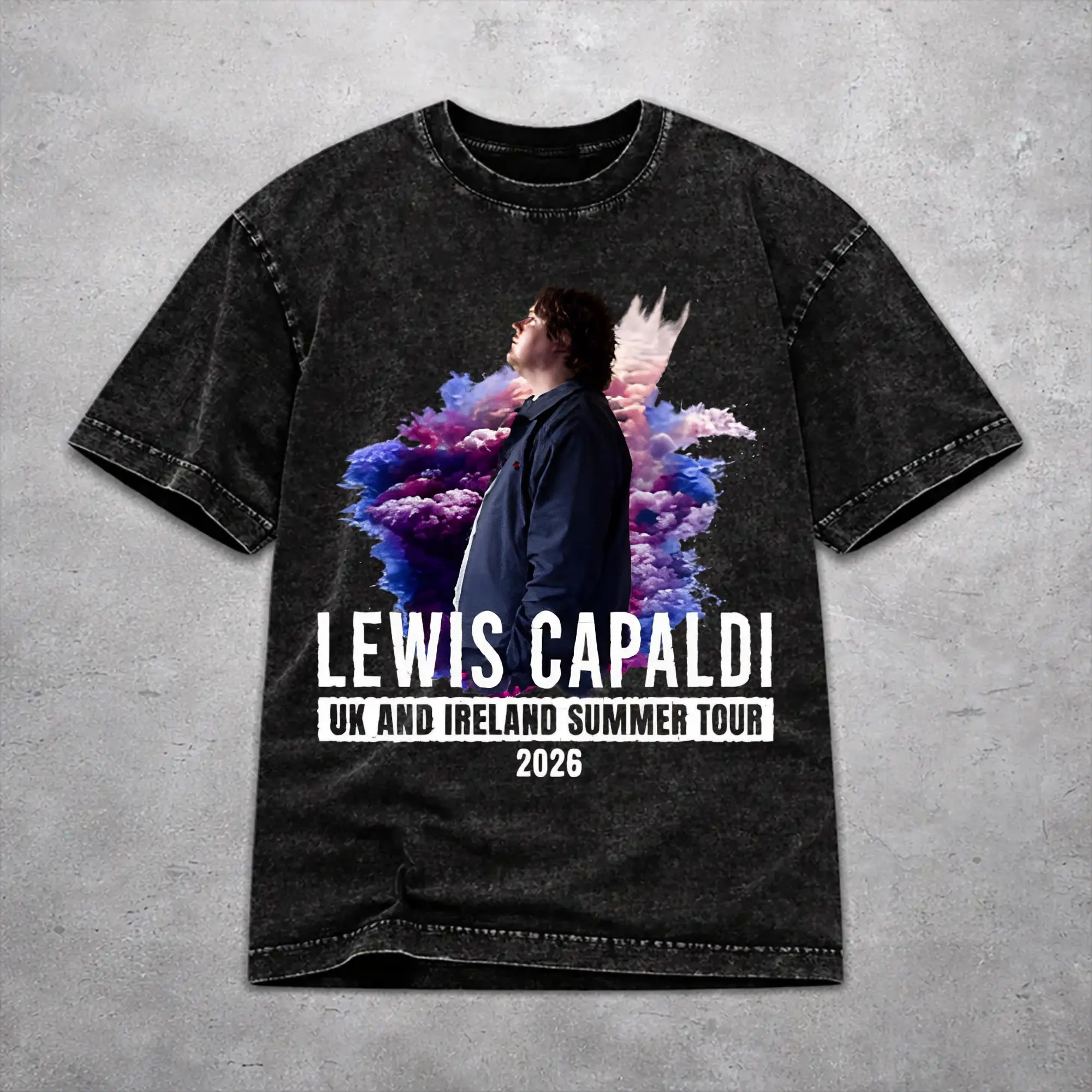 Women Men Lewis Capaldi Tour 2026 T Shirt Printed Vintage Washed  Fashion T-Shirts