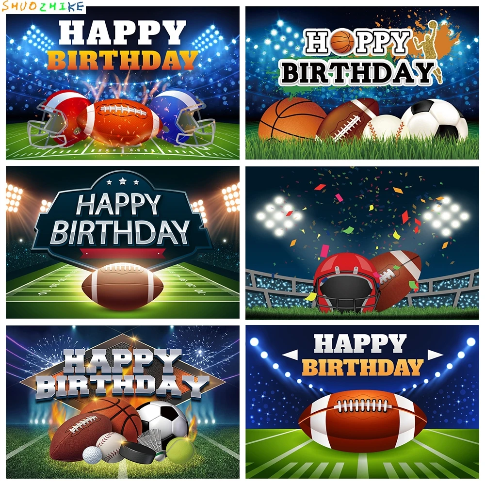

American Football Field Photography Backdrop Happy Birthday Party Banner Decor Photo Studio Background WD-01