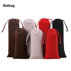 StoBag 50pcs borsa lunga in velluto flanella coulisse gioielli regalo confezione di immagazzinaggio cosmetico tasca portatile Organizer sacchetti tasca