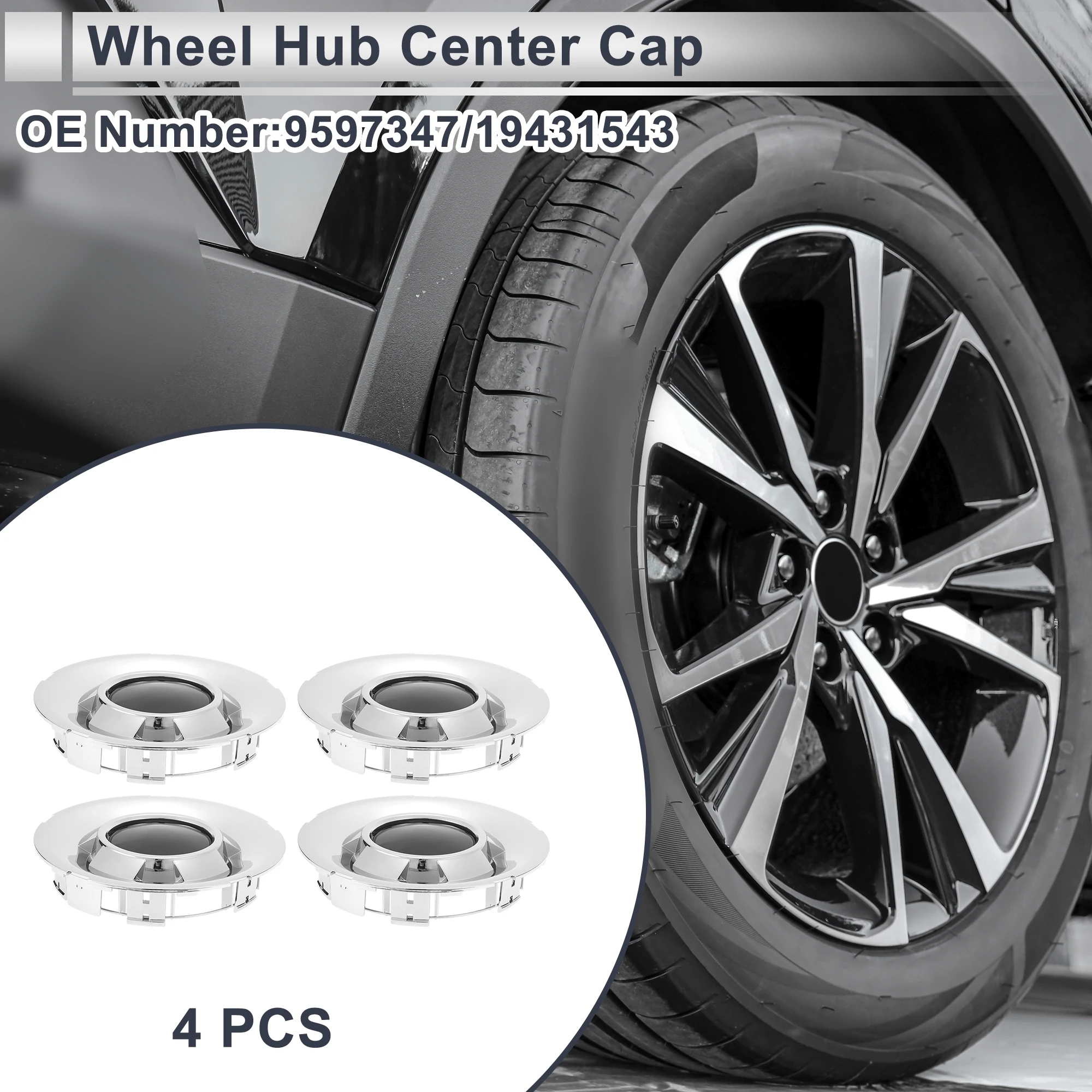 UXCELL Silver Tone Wheel Hub Center Cap for Chevy Avalanche 1500 2009-2013 No.9597347/19431543 6 Lugs 4 Pcs