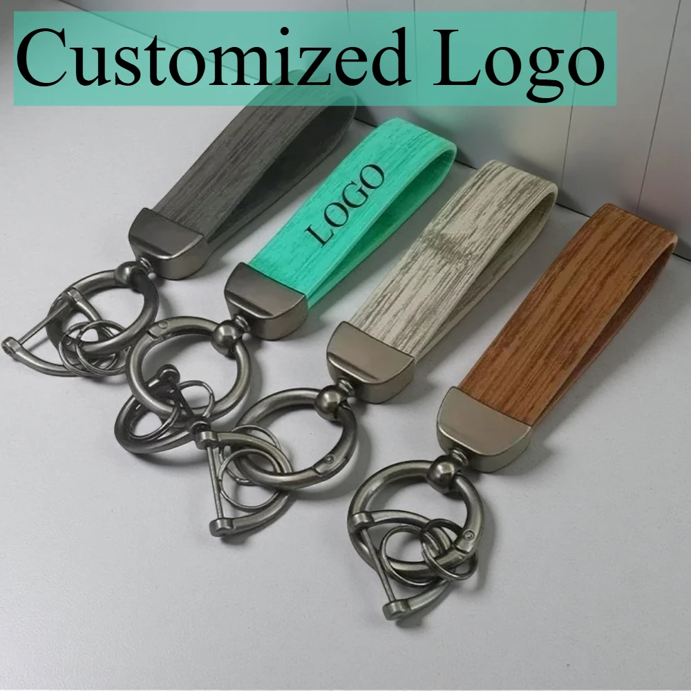 

Custom Logo Name Keychain Tree Wood Grain Texture Car Moto Bag Metal Pendant Simple Keyring Key Chain Ring and Fashionable Gift