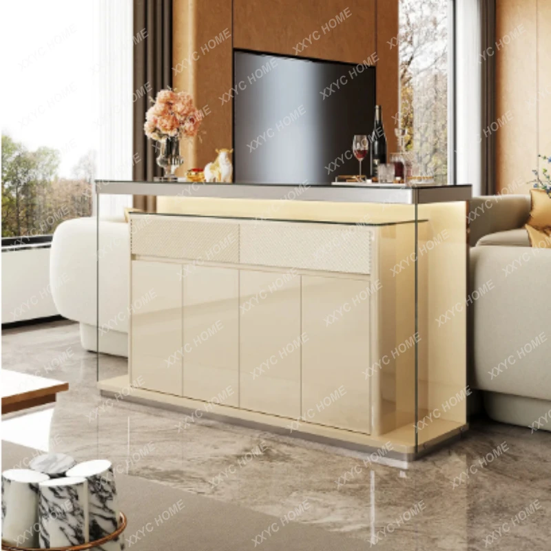 ML  light luxury dining side cabinet living room solid wood high-end entrance cabinet new paint wall locker