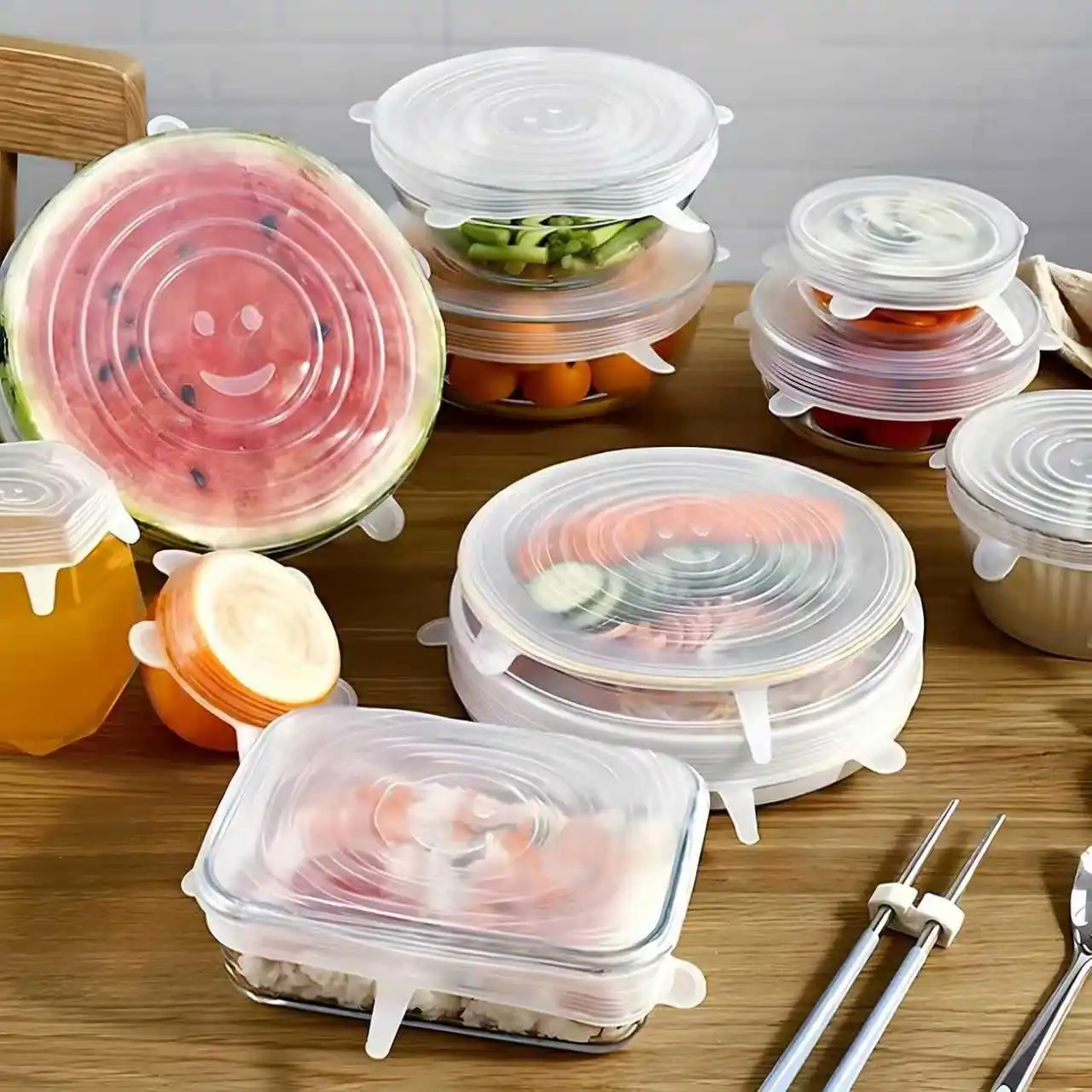 Reusable Food Storage Covers - 6pcs Colorful Silicone Stretch Lids - 2.5