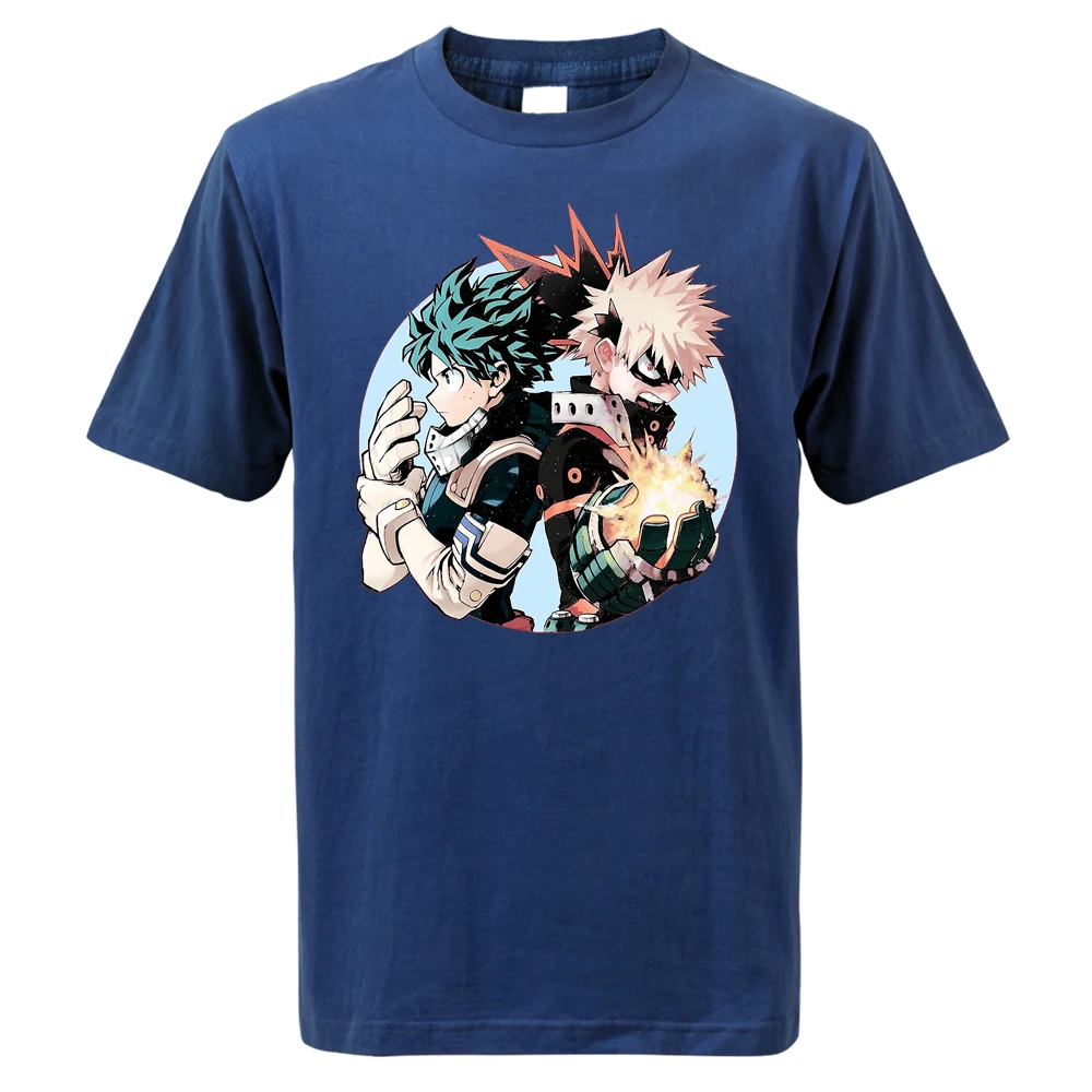 My Hero Academia Deku Bakugou Japan Anime Summer Man Hip Hop T-Shirts Cotton Tee Shirts Man Tee Tops Hip Hop Short Sleeved