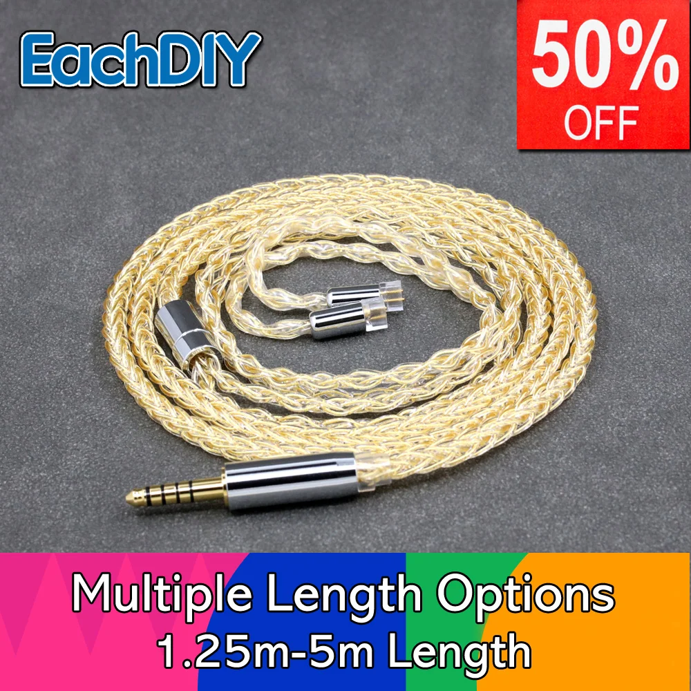 

8 Core 99% 7n Pure Silver 24k Gold Plated Earphone Cable For Gemini-S Anole V3-C V3-S V6-C UE11 UE18 pro QDC Gemini LN008421