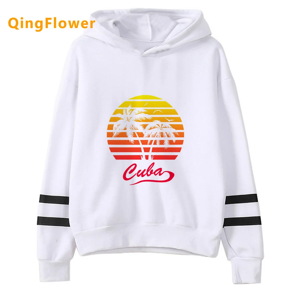 Cuba hoodies women Korean style gothic graphic Fleece pulls female long sleeve top pulls